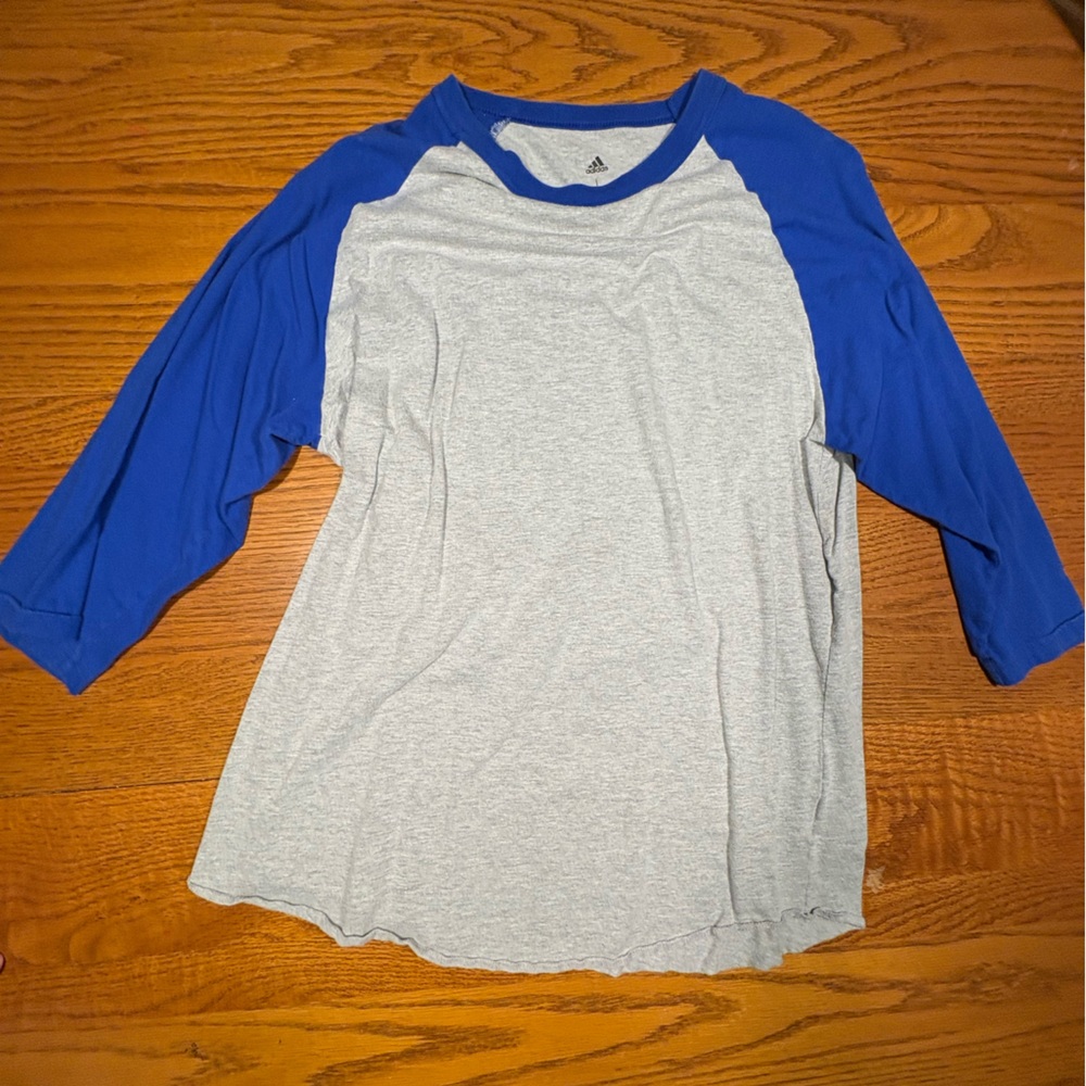 adidas Gray and Blue Long Sleeve Tee